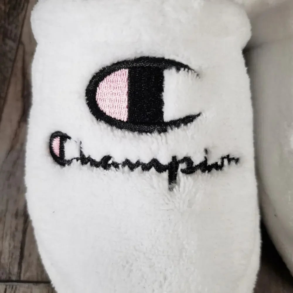 Champion Motel Slippers Youth Size 11 Terrycloth Girls Hard Sole Cushioned White